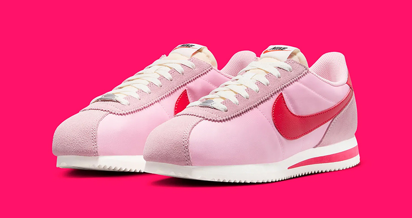 The Nike Cortez Medium Soft Pink Are In Full On Blossom Mode front corner