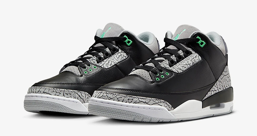 Get a Glow Up with Some Green Pop with Air Jordan 3 Green Glow front corner